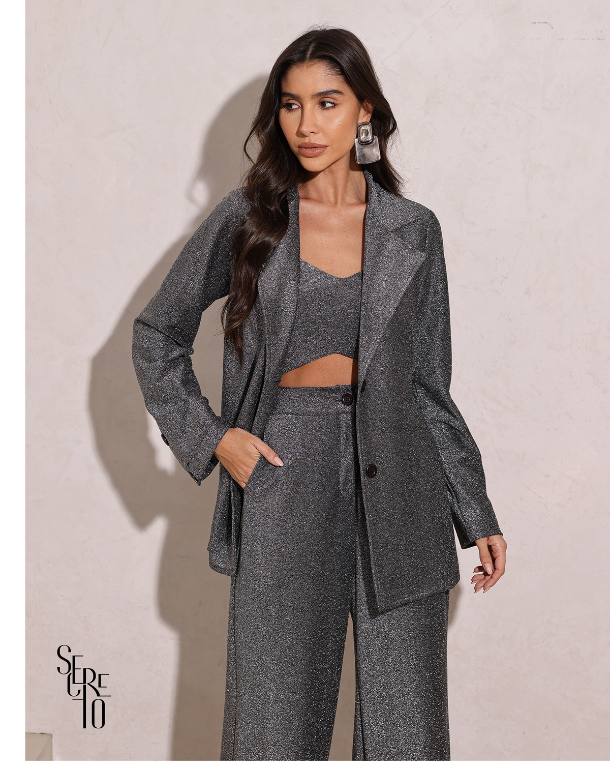 Blazer Malha Terry Cerise Preto