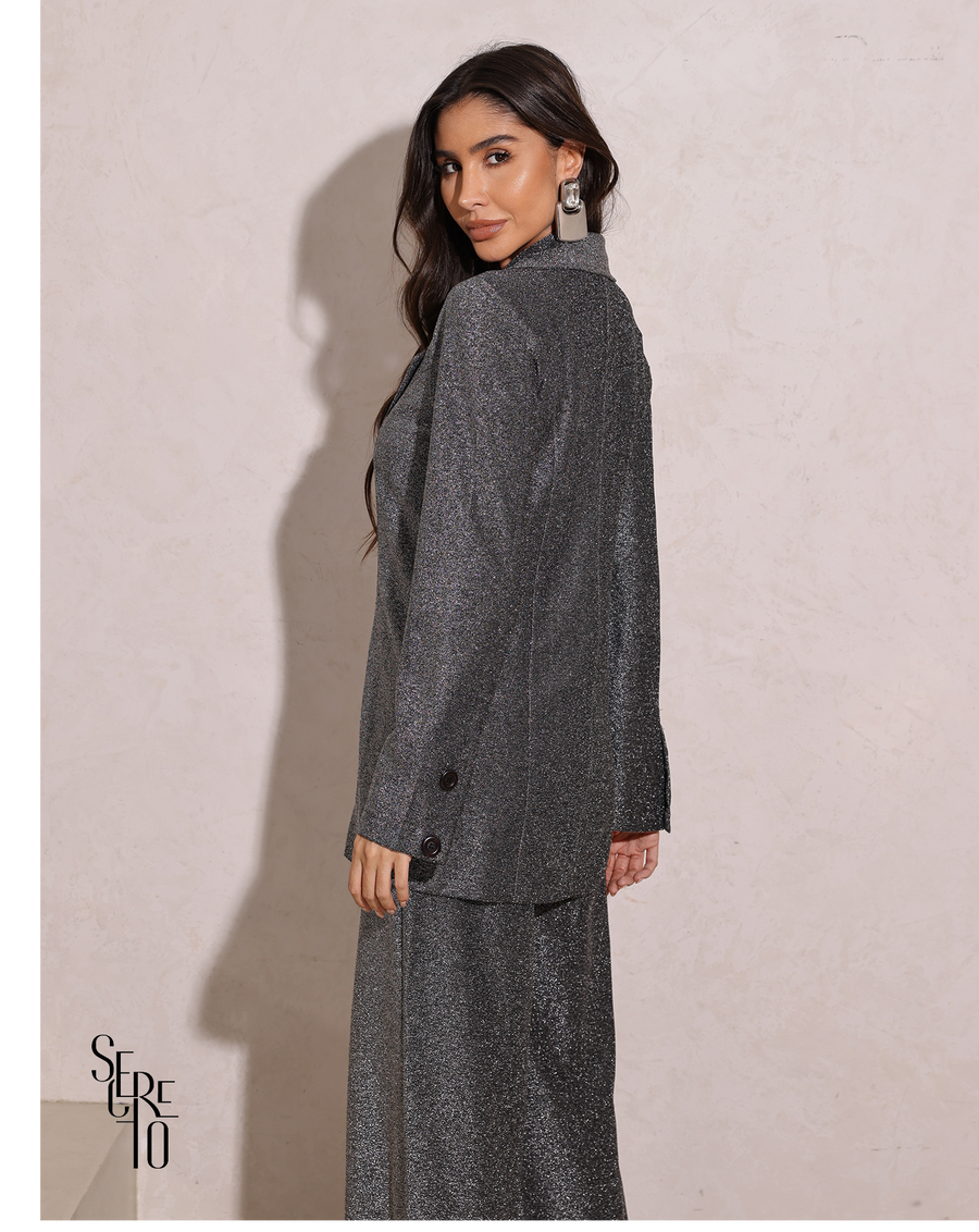 Blazer Malha Terry Cerise Preto