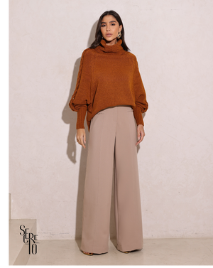 Calça Pantalona Argolas Kiria Areia