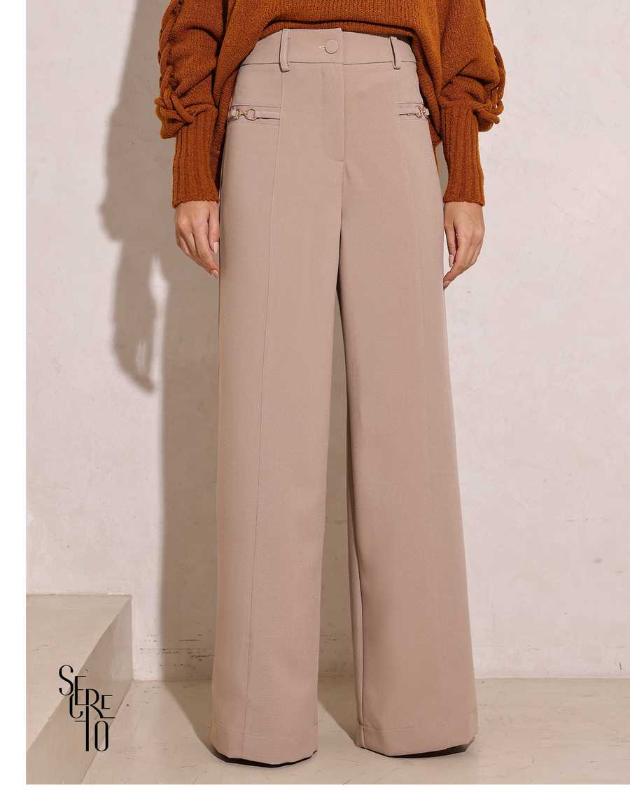 Calça Pantalona Argolas Kiria Areia