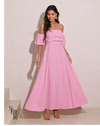 Vestido Longuete Manga Removível Laura Rosa