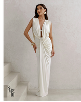 Vestido Longo Drapeado Anie Off White