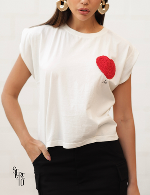 T-Shirt Detalhe Crochet Paula Off White