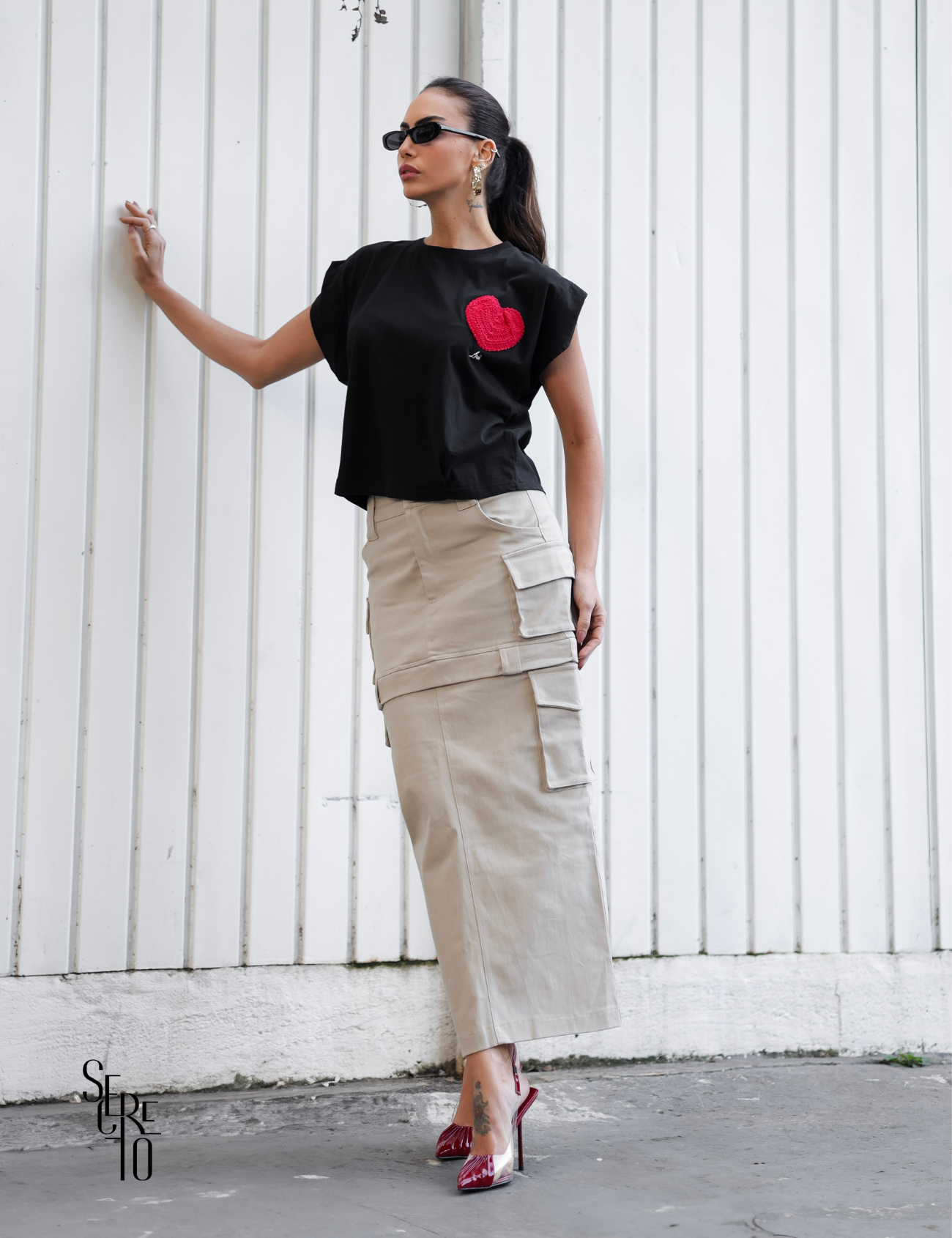 T-Shirt Detalhe Crochet Paula Preto