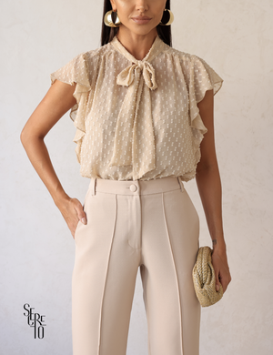 Calça Alfaiataria Nervura Vicky Areia