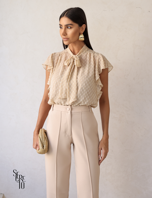 Calça Alfaiataria Nervura Vicky Areia
