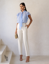 Calça Alfaiataria Nervura Vicky Branco