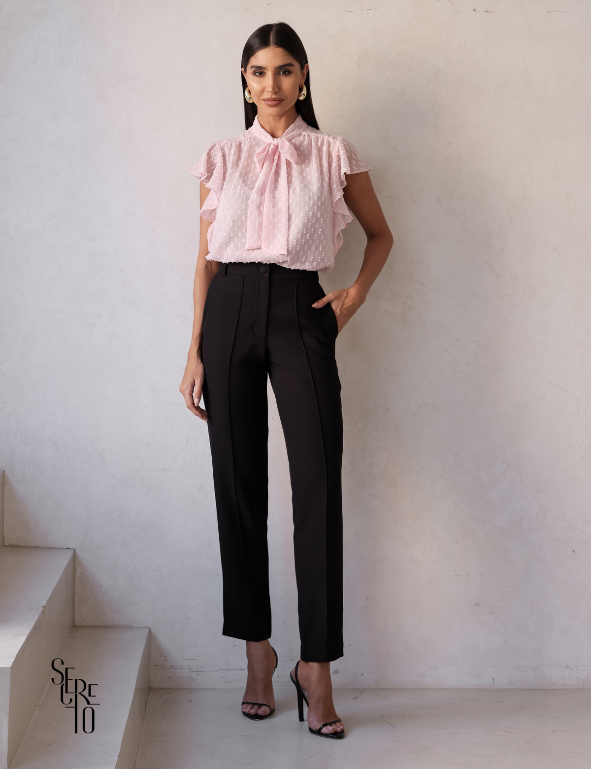 Calça Alfaiataria Nervura Vicky Preto