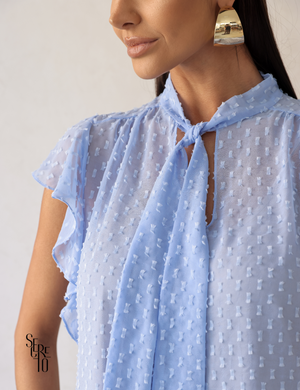 Blusa com Regata Manga Babado Jaque Azul