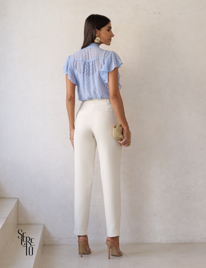 Blusa com Regata Manga Babado Jaque Azul