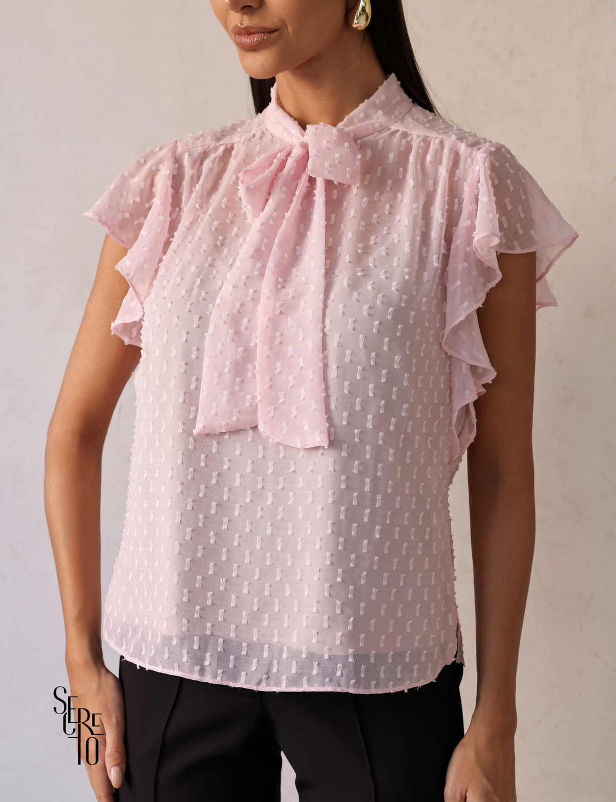 Blusa com Regata Manga Babado Jaque Rosê