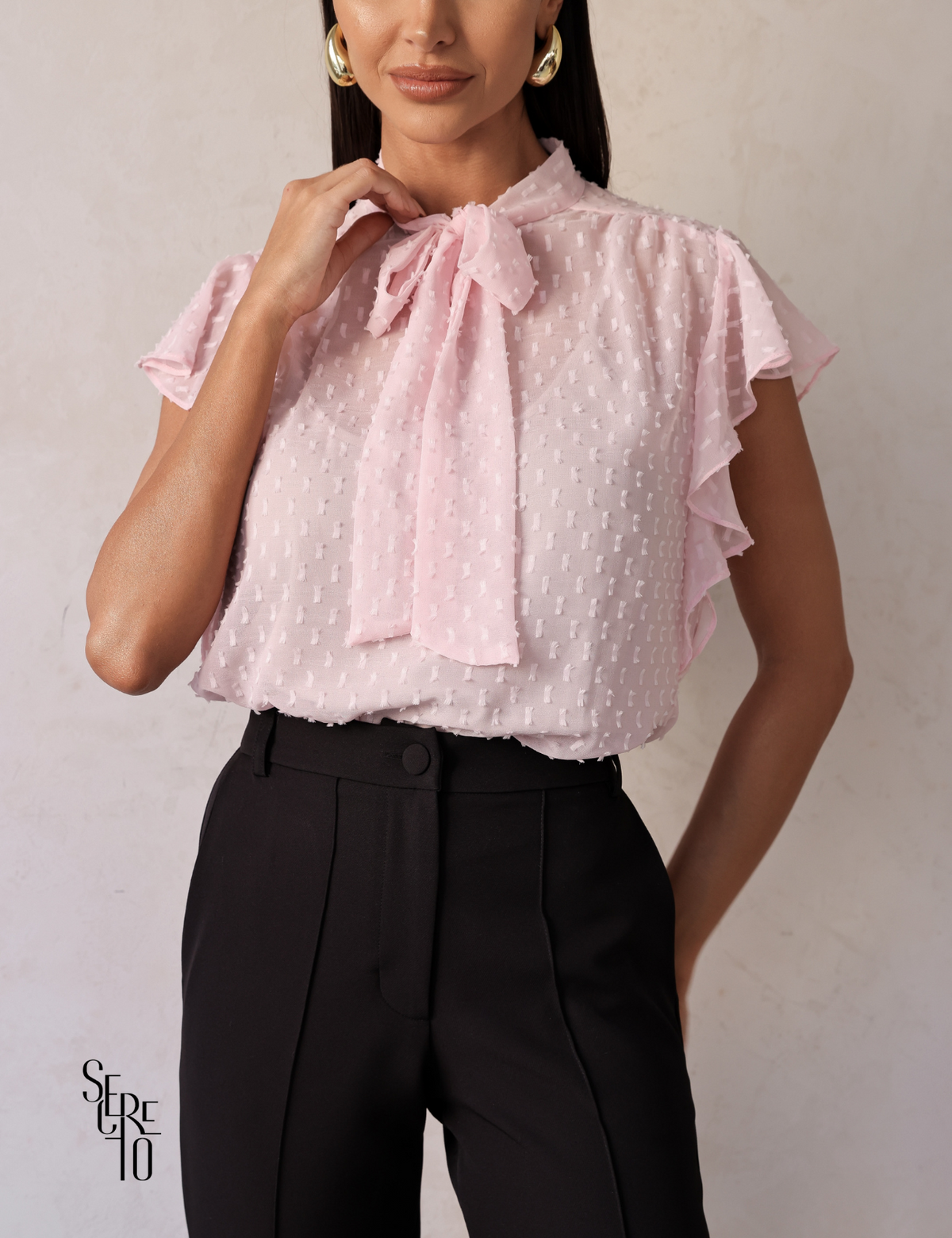 Blusa com Regata Manga Babado Jaque Rosê