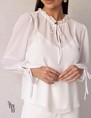 Blusa Manga Longa Com Regata Claudia Off White