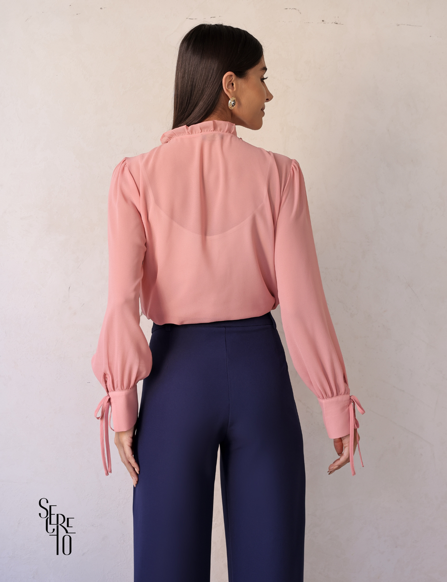 Blusa Manga Longa Com Regata Claudia Blush