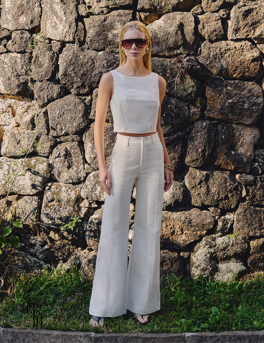 Conjunto Calça e Regata Alfaiataria Alice Off White