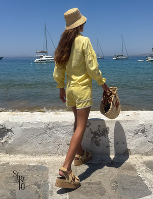 Short Linho Simone Amarelo