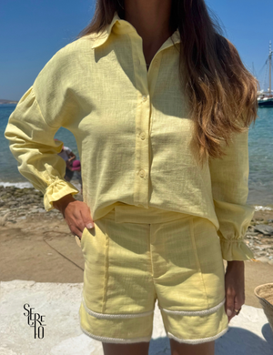 Short Linho Simone Amarelo