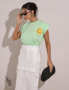 T-Shirt Detalhe Crochet Paula Verde