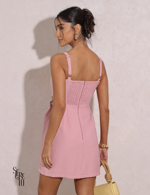 Vestido Curto Detalhe de Fivela Paolla Rosa