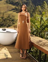 Vestido Longuete Jersey Rebeca Marrom