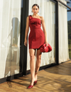 Vestido Curto Um Ombro Ester Vinho
