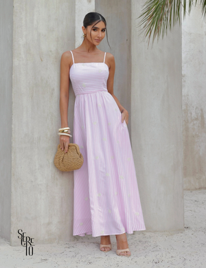 Vestido Longo Com Bordado Maria Rosa Claro