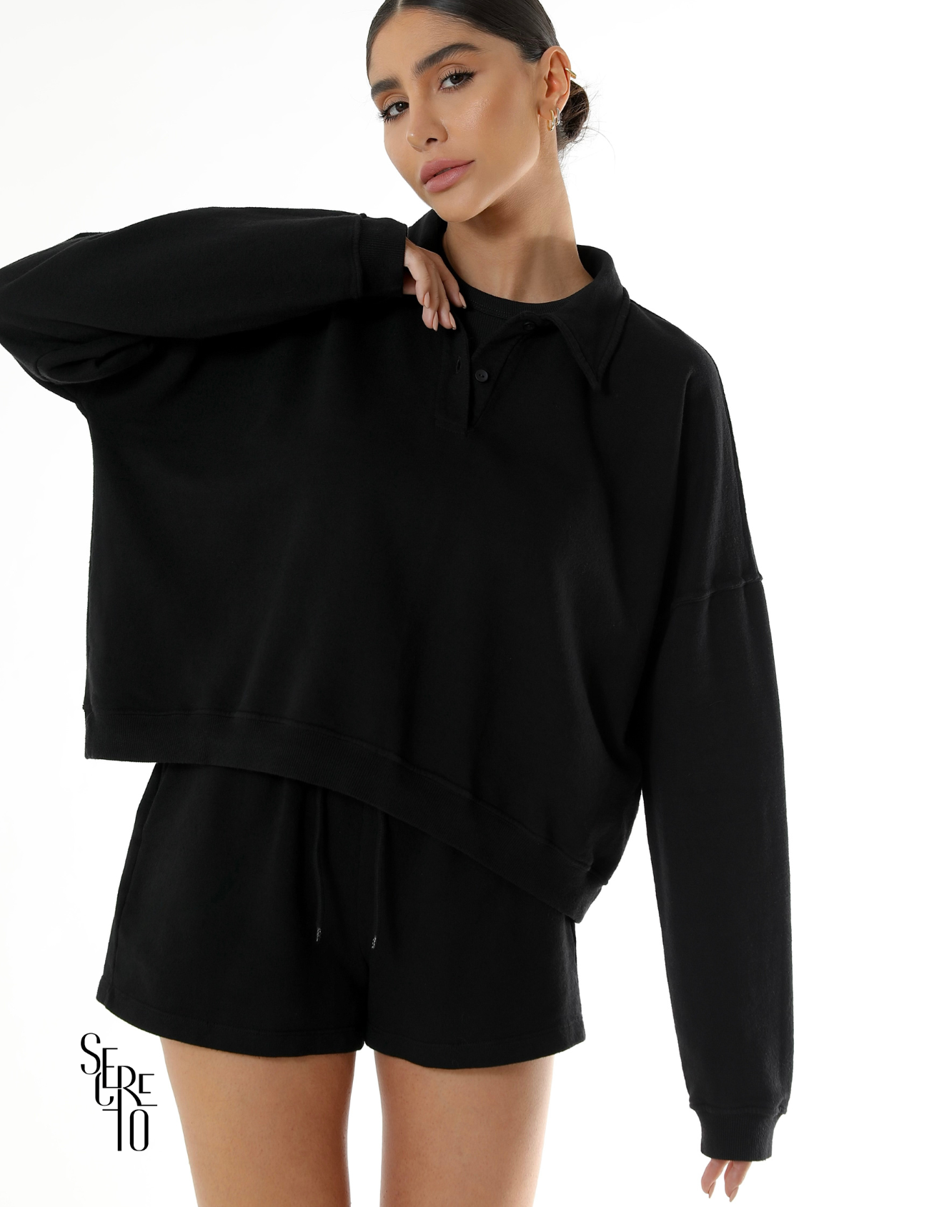 Short Moletom Estonado Izabel Preto