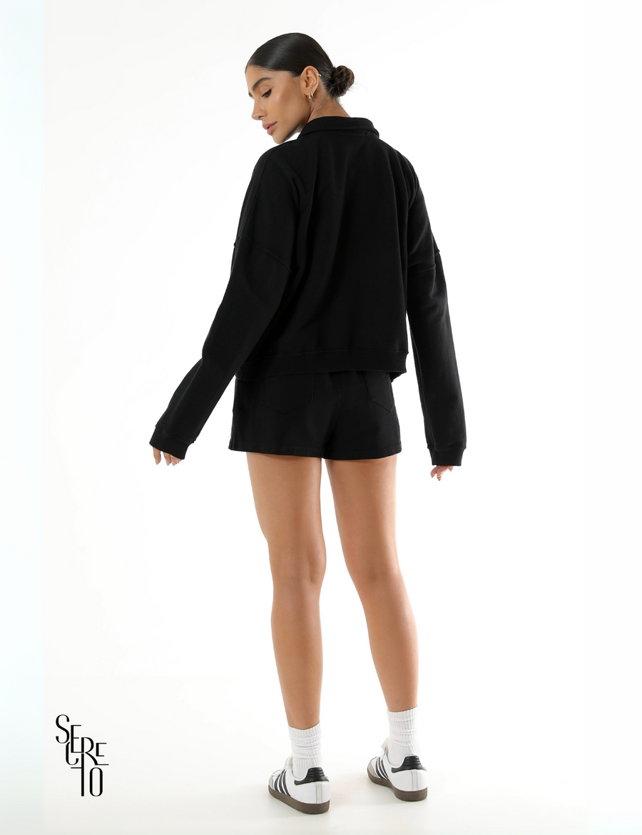 Blusa Moletom Estonado Pietra Preto