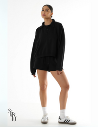 Blusa Moletom Estonado Pietra Preto