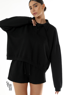Blusa Moletom Estonado Pietra Preto