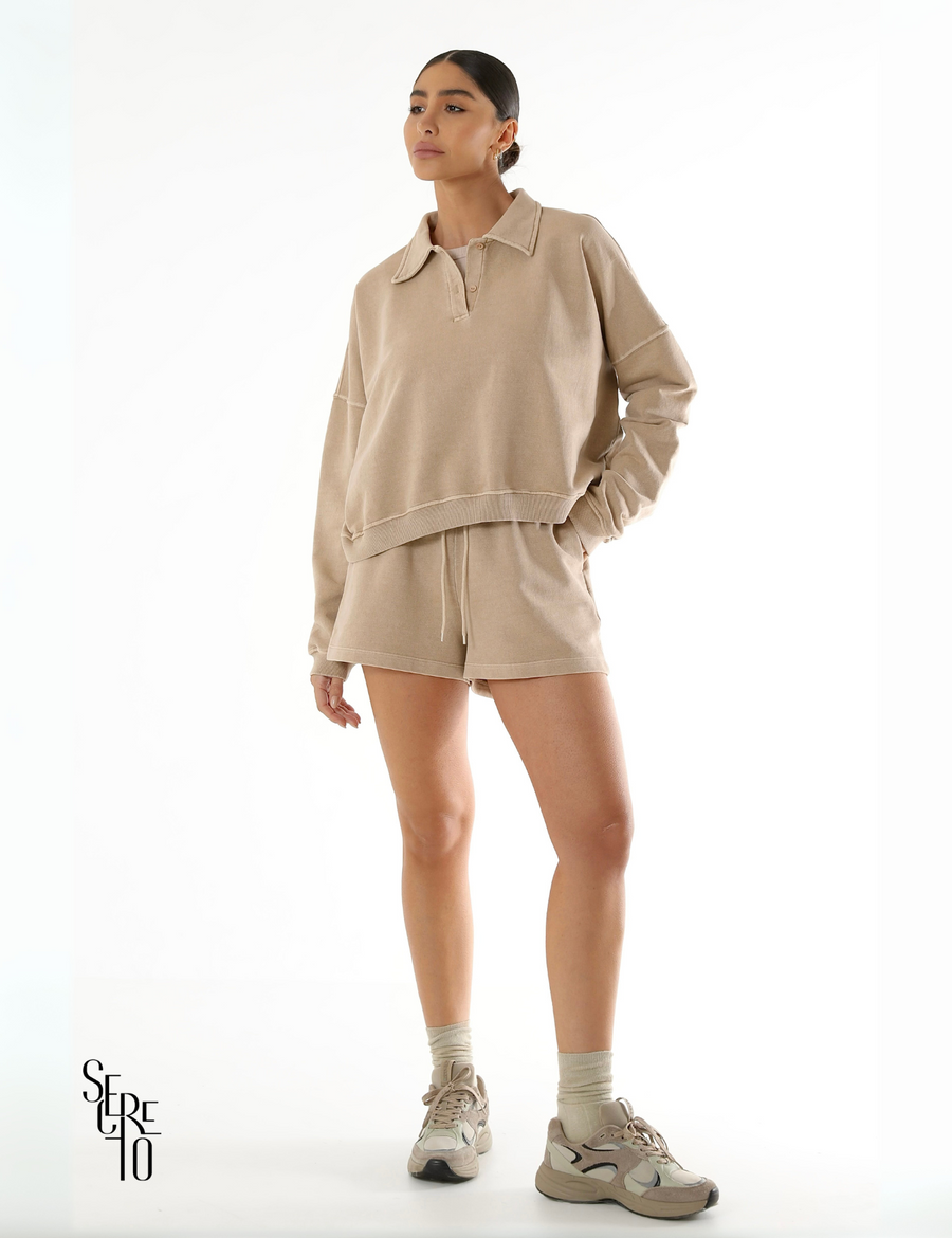 Blusa Moletom Estonado Pietra Areia