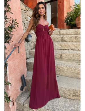 Secreto Vestido Longo Argola no Busto Paula Marsala