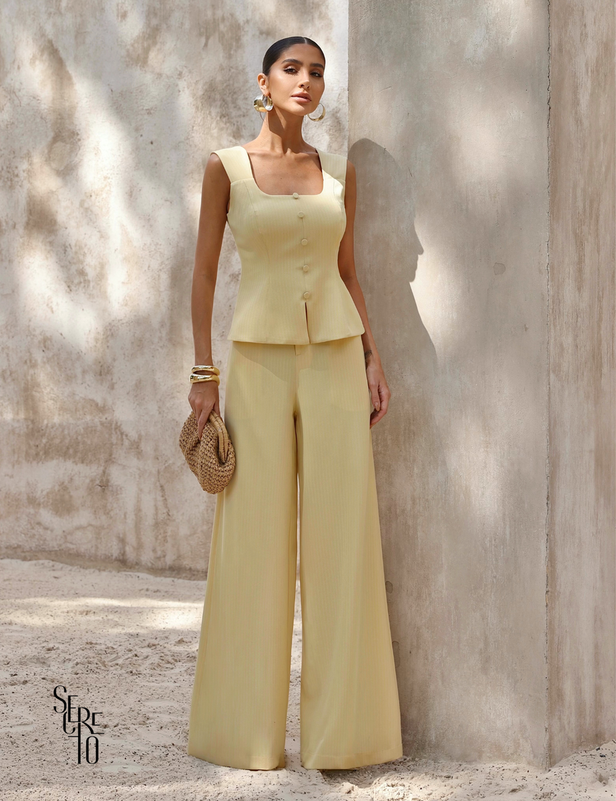 Calça Listrada Cós Largo Antonia Camomila