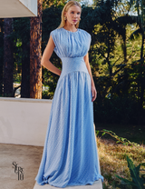 Vestido Longo Texturizado Thaize Azul Serenity