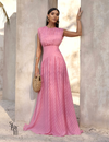 Vestido Longo Texturizado Thaize Rosa