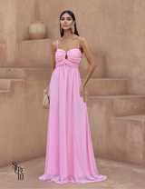 Secreto Vestido Longo Argola no Busto Paula Rosa Claro