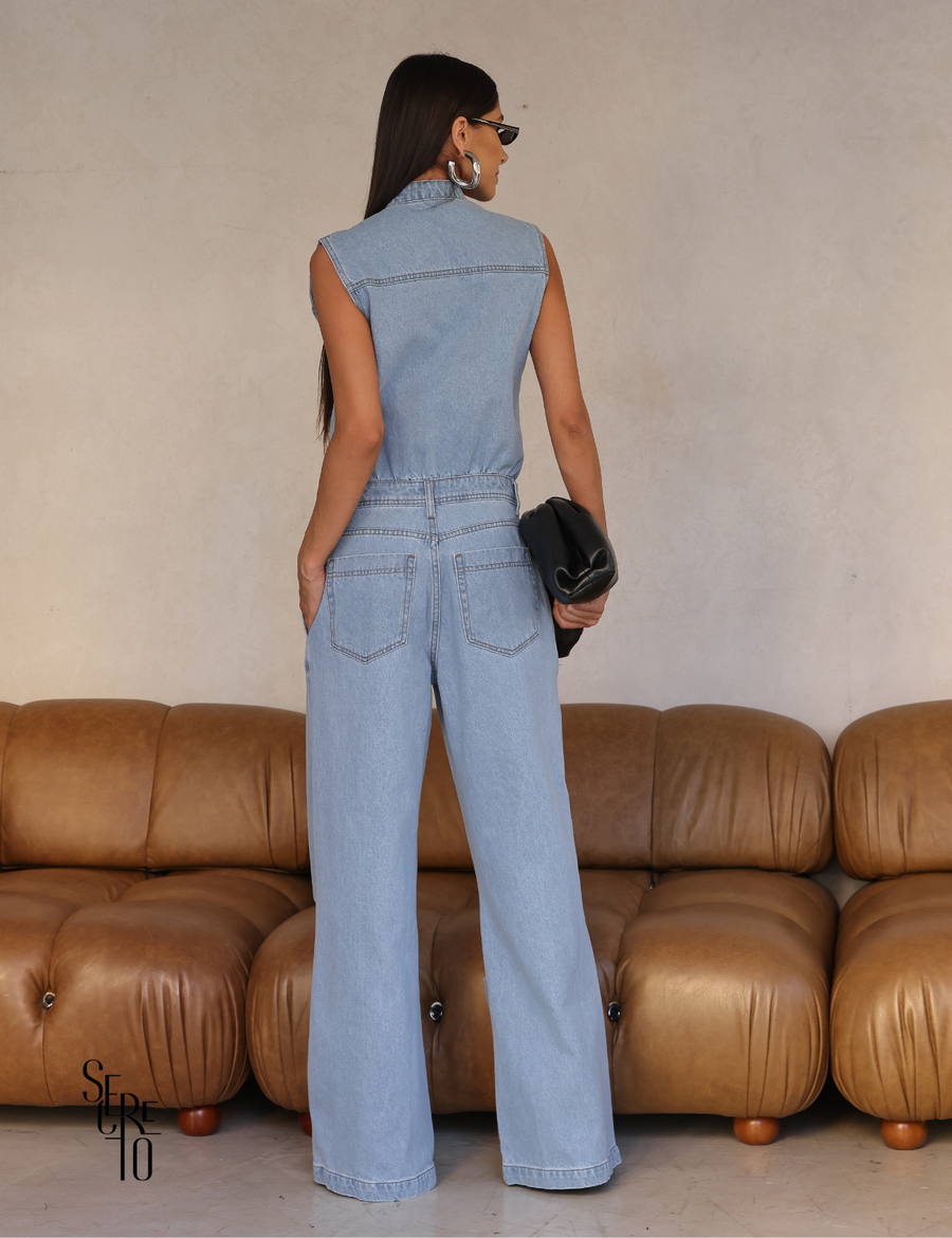 Macacão Jeans Paty Azul