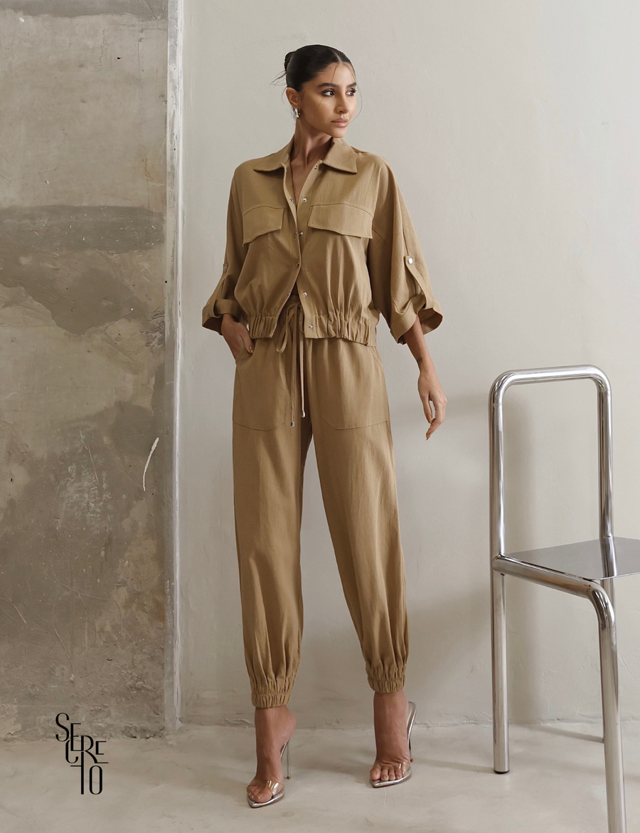 Conjunto Blusa e Calça Jogger Ingrid Doce de Leite