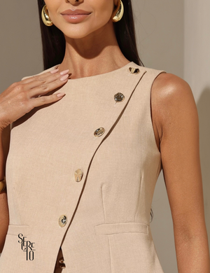 Conjunto Colete e Calça Alfaiataria Lorena Areia