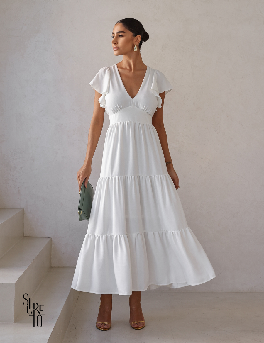Vestido Longuete Camadas Lazza Off White