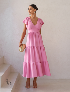Vestido Longuete Camadas Lazza Rosa