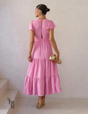 Vestido Longuete Camadas Lazza Rosa