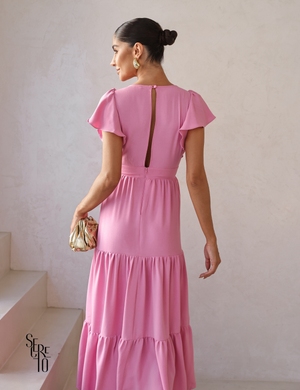 Vestido Longuete Camadas Lazza Rosa