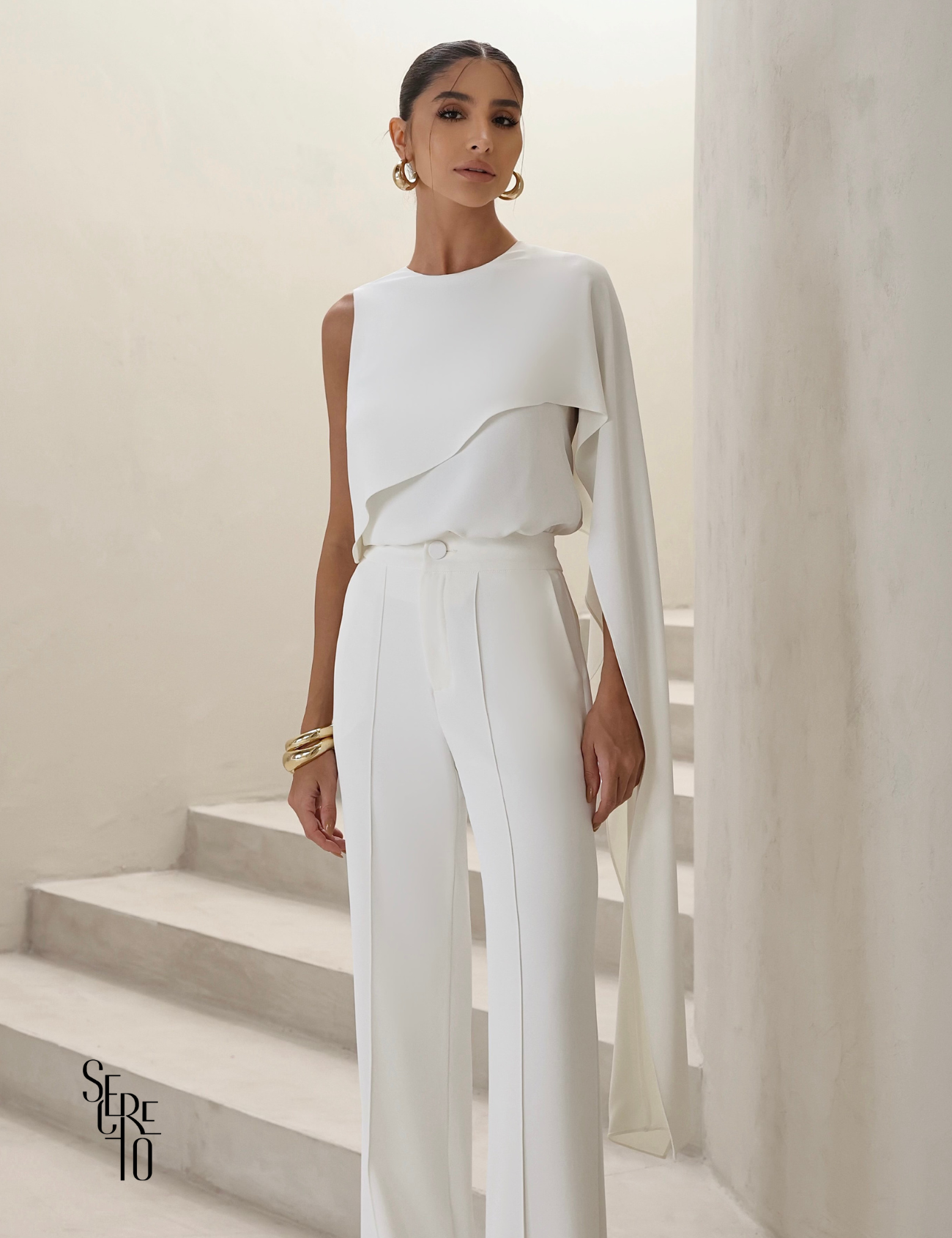 Conjunto Blusa e Calça Alfaiataria Stella Off White