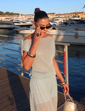 Conjunto Blusa e Calça Tule Pammela Azul Claro