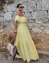 Vestido Longuete Laise Ombro a Ombro Alicia Camomila