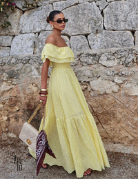 Vestido Longuete Laise Ombro a Ombro Alicia Camomila