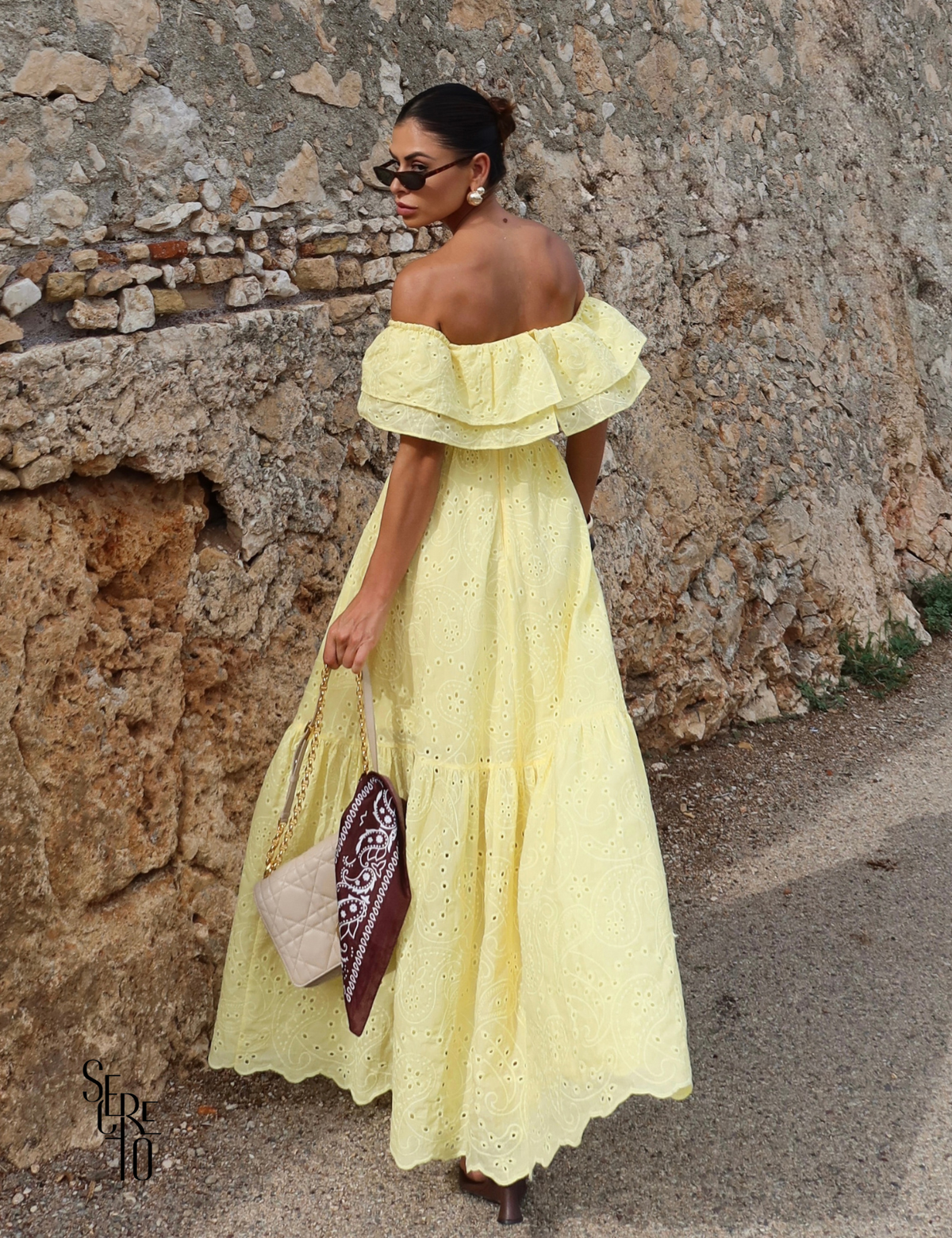 Vestido Longuete Laise Ombro a Ombro Alicia Camomila
