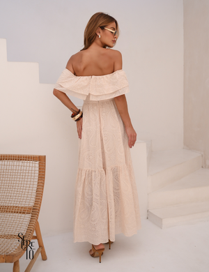 Vestido Longuete Laise Ombro a Ombro Alicia Areia