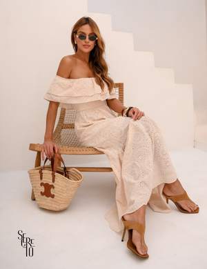 Vestido Longuete Laise Ombro a Ombro Alicia Areia